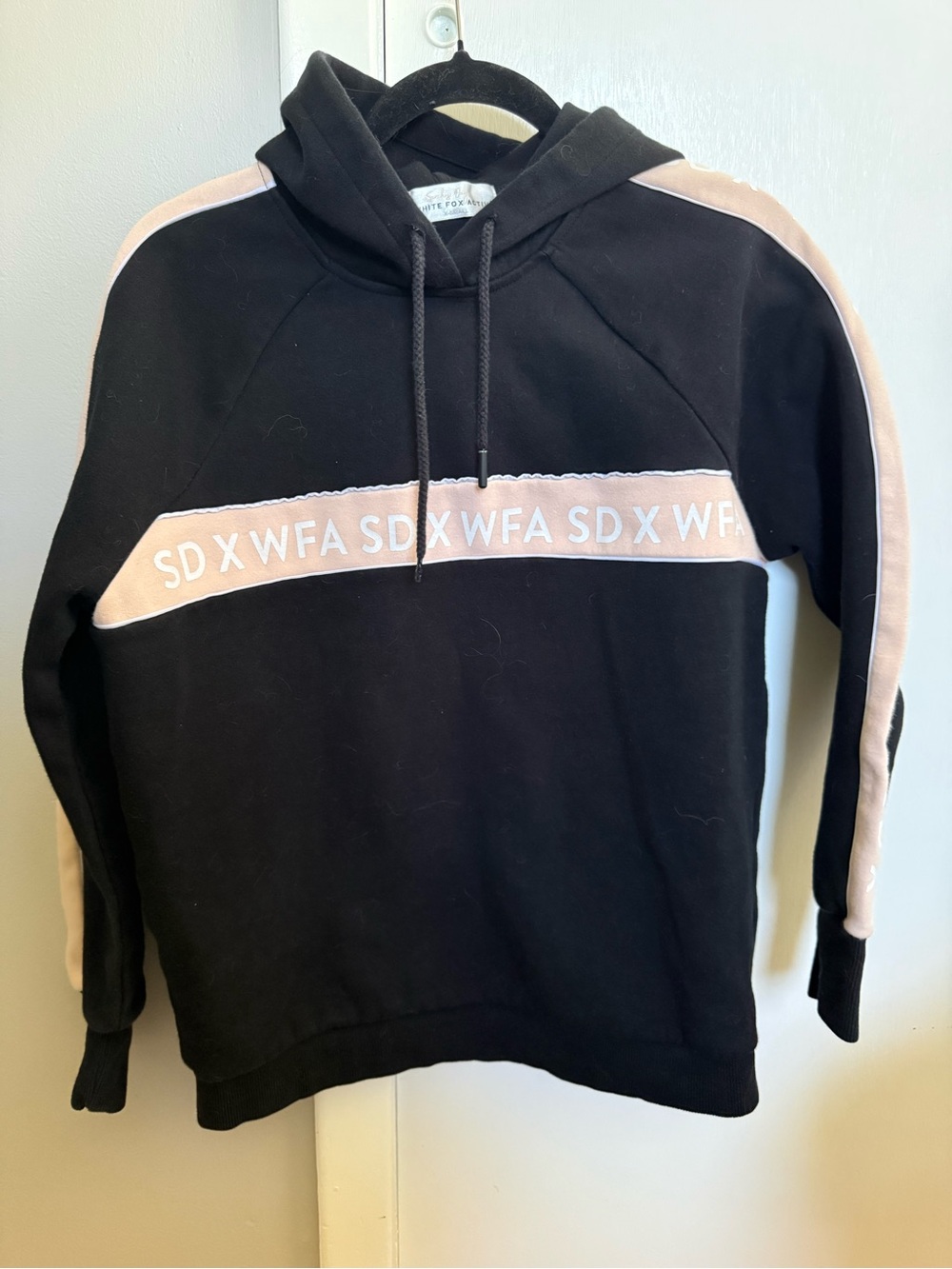 White Fox Active Black and Blush Logo Hoodie
